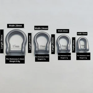 Pure titanium 6mm/8mm/10mm/15mm sandblasted horseshoe buckle (2 pieces)