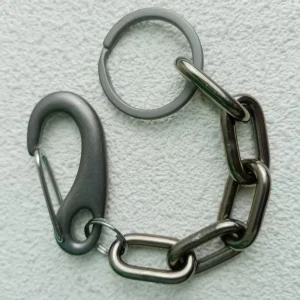 14mm pure titanium keychain stone washed titanium alloy pig waist buckle and stone washed 32mm titanium ring