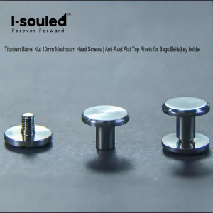 2 PCS Titanium Barrel Nut 10mm Mushroom Head Screws | Anti-Rust Flat Top Rivets for Bags/Belts