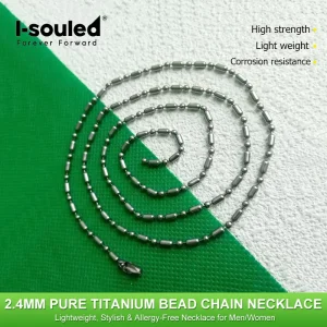 2.4mm Pure Titanium Women's Interlocking Bead Necklace - Waterproof & Hypoallergenic
