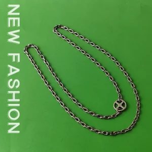 4.0mm Oval Link Titanium Necklace | Multi-Angle Matt Facets | Feather-Light | Industrial Vintage Style | Unisex | Trendy Gift