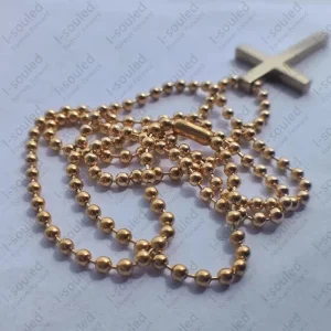 Pure Titanium Ball Bead Chain Cross Pendant Necklace 4.2x2.4cm