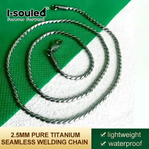 Titanium Snake Chain for Men - 2.5mm Pure Titanium Necklace S Chain Seamless Welded Unisex Jewelry EDC, Length 55-65cm