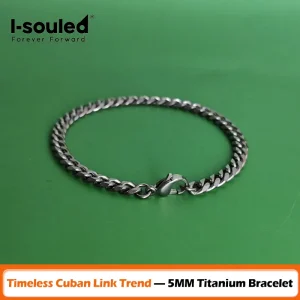 5mm Genuine Titanium Cuban Bracelet Six-Sided Matte Light Luxury Hypoallergenic Durable unisex Fashion