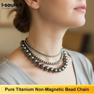 Pure Titanium Bead Necklace Non Magnetic Hypoallergenic Beads 8 10 12mm Layering