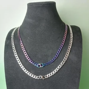 Men's Ultra Light Cuban Link Necklace - 7.2mm Pure Titanium, Hypoallergenic, Fashion Jewelry for Daily Wear