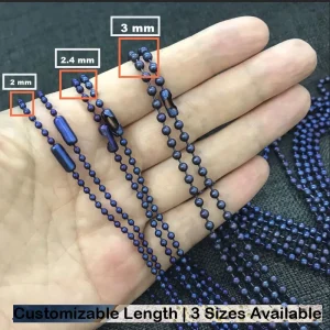 Titanium Ball Chain Necklace Custom Length (10-50cm) 2mm/2.4mm/3mm Bead Size Hypoallergenic Lightweight Jewelry Gift for Men