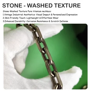Stone Washed Unpolished Pure Titanium Necklace for Sensitive Skin, Non Allergy Jewelry Gift