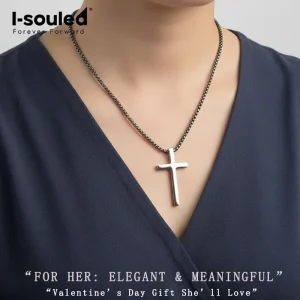 Pure Titanium Cross Pendant Necklace for Men Women, Hypoallergenic Lightweight, Infinity Box Chain, Valentine‘s Day Gift