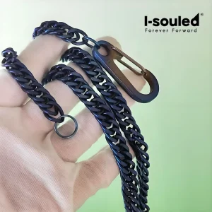 Anodized Titanium Blue Wallet Chain for Men - 38cm Heavy Duty 40.6g Anti-Loss - Scratch Proof Hip Hop Accessory