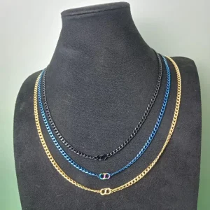 4.1mm Pure Titanium Polished Six-Sided Necklace (Gold/Black/Blue) Lightweight & Waterproof