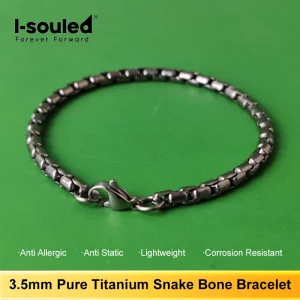 Unisex 3.5mm Pure Titanium Snake Bone Bracelet - Anti Allergic Anti Static Lightweight Corrosion Resistant