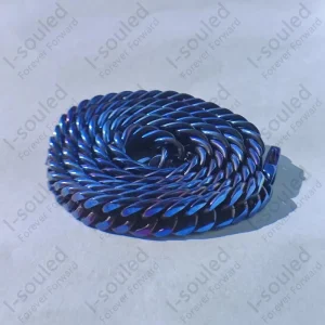 9.5MM Double Curb Pure Titanium Chain Necklace for Men, Burning Blue Rock Style, Never Rust & Anti-Allergy, Hypoallergenic