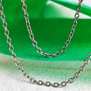 Solid Titanium 3MM Rolo Link Chain I-souled Gray Color Necklace for Men Women with Sensitive Skin