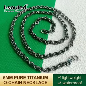 5mm pure titanium patterned O-chain necklace, lightweight, waterproof, and hypoallergenic