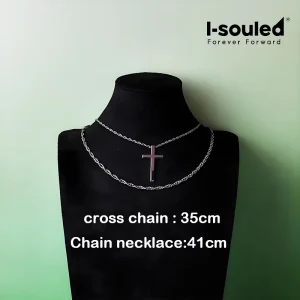 Unisex Titanium Cross Necklace Set｜ Hypoallergenic Layered Chain｜ Christian Gift｜ Fade-Resistant