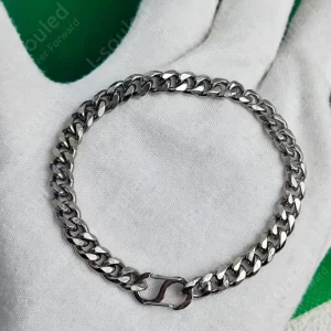 7mm Pure Titanium Cuban Link Bracelet Unisex Ice-Cut Hand Bracelets for Men And Women