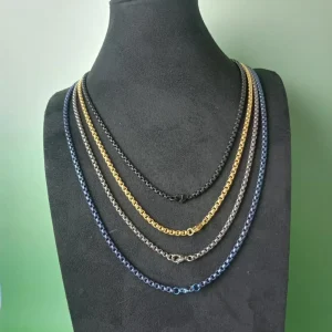 3.0mm/4.0mm Pure Titanium Box Chain Necklace - Durable Anti-Rust, Unisex Jewelry Accessory for Daily Wear