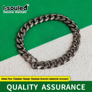 Vintage Titanium Chain Bracelet 10 MM Width Cut Sides Chain Men Bracelet