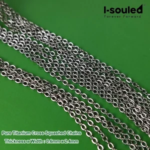 Pure Titanium Cross Squashed Chain 2.4mm Hypoallergenic DIY Jewelry