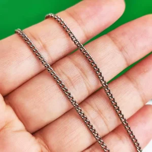 2.2mm Pure Titanium Cuban Link Chain Necklace for Men Women Sensitive Skin, Durable Welded Skin Friendly Oval Twist Chain