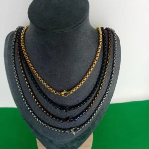 4.0mm Thick Pure Titanium Box Chain Necklace - Allergy-Safe Same Style Accessory for Men & Women