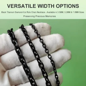 Black Titanium 3.5mm Cut Rolo Chain Necklace - Fashionable Hypoallergenic Jewelry Accessory