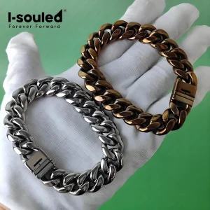 Aerospace Titanium Chain Bracelet for Creativity Guys - Anodized Titanium Bracelet 14mm Cuban Link Unisex