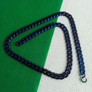 Dazzling Blue Purple Titanium Necklace - 10.5mm Ground Six-Sided Design for Daily Wear