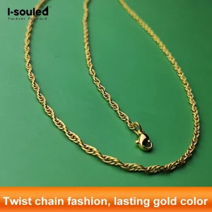 Pure Titanium Twist Necklace 2.5mm Width Hypoallergenic Unisex Fashion Commute Jewelry