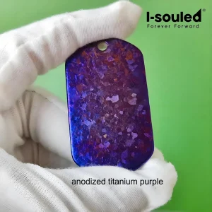 Anodized Titanium Military Dog Tag Pendant - Ice Crystal Texture, Multi-Color Options (Pink/Blue/Purple/Ice White)