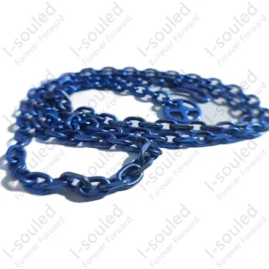 Summer Sweat Resistant Lightweight 5.2 MM Width Nice Blue Pure Titanium Anchor Chain Necklace
