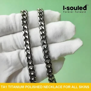 Pure Titanium Cuban Link Chain 7mm Polished Six-Sided, Hypoallergenic Unisex Jewelry, Valentine's Birthday Gift for Men Women