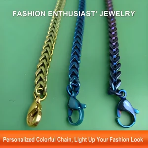 Pure Titanium 4mm Wide Fishbone Chain Anodized 60/65/70cm Custom Fashion