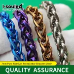 Anodized Titanium Purple Blue Copper 7MM Pure Titanium Dragon Keel Chain Bracelet Lobster Clasp Unisex