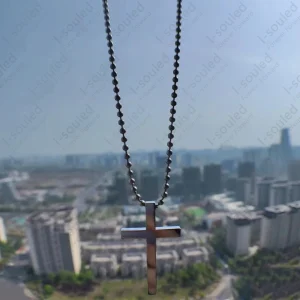 Pure Titanium Mirror Cross Necklace for Men With Never Rust Ball Bead Chain 71CM 28" Birthday Gift