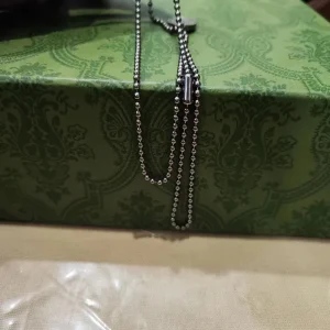 2.4 MM Wide Titanium Ball Sweater Chain Necklace 70 Cm Length With Virgin Mary Pendant