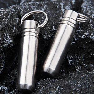 Titanium Alloy Waterproof Medicine Canister, 39x10mm Portable EDC Tool, Seal Capsule Bottle Mini Pendant