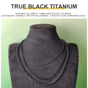Black Titanium 3.5mm Cut Rolo Chain Necklace - Fashionable Hypoallergenic Jewelry Accessory