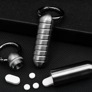 51MMX15MM Titanium Mini Pocket Pill Case Waterproof Travel Pill Organizer for Outdoor Camping
