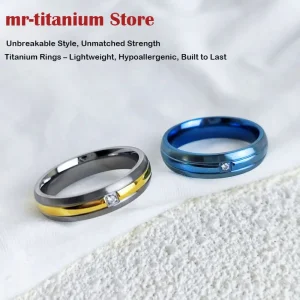 Titanium Alloy Ring with Zirconia Band for Men Women  Minimalist Luxury Couple Rings, Fashion Jewelry Gift for Him Her