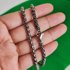 Hypoallergenic Titanium Necklace 4MM Box Chain for Men - Anti Tarnish & Sweat Proof Lobster Clasp