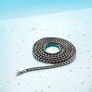 I-souled Pure Titanium Necklace for Men 3mm Square Pearl Rolo Chain Durable Skin Friendly Round Link Box Chain for Women Gift