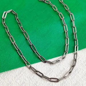 Classic Paperclip Chain Necklace Pure Titanium 5MM Width Link Chain Necklaces for Men Women Birthday Anniversary Valentines Gift